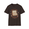 Dark brown Patch Cables & Heartstrings T-shirt with a modular synthesizer wrapped in heart-shaped cables.