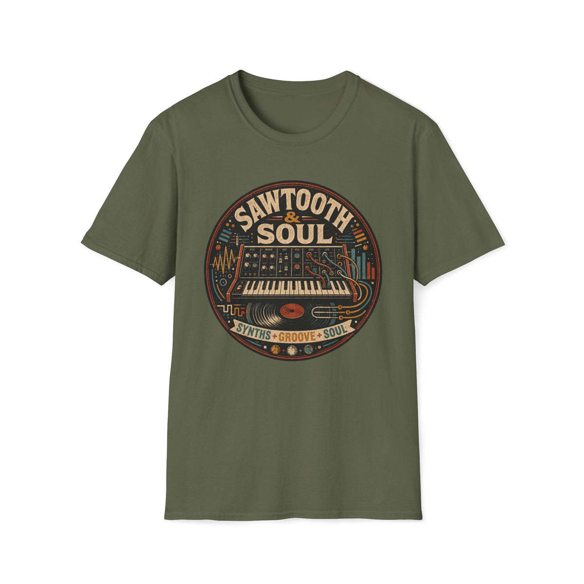 Sawtooth & Soul T-Shirt — Retro Synth Groove Music Tee