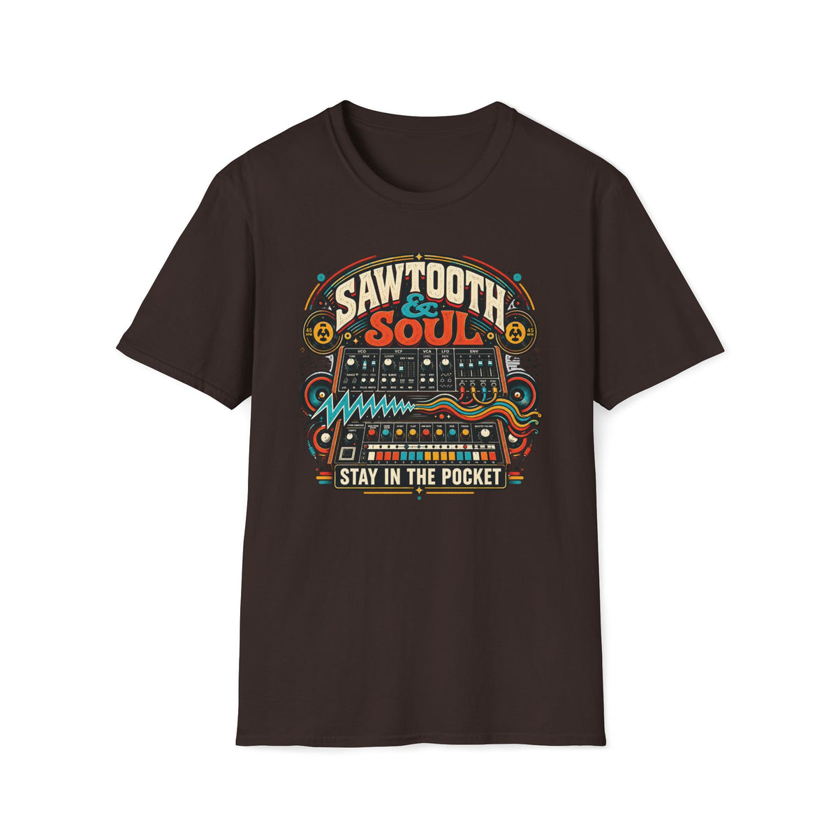 Sawtooth & Soul “Stay in the Pocket” Retro Synthesizer T-Shirt | Vintage Funk, Soul & Electronic Music Tee