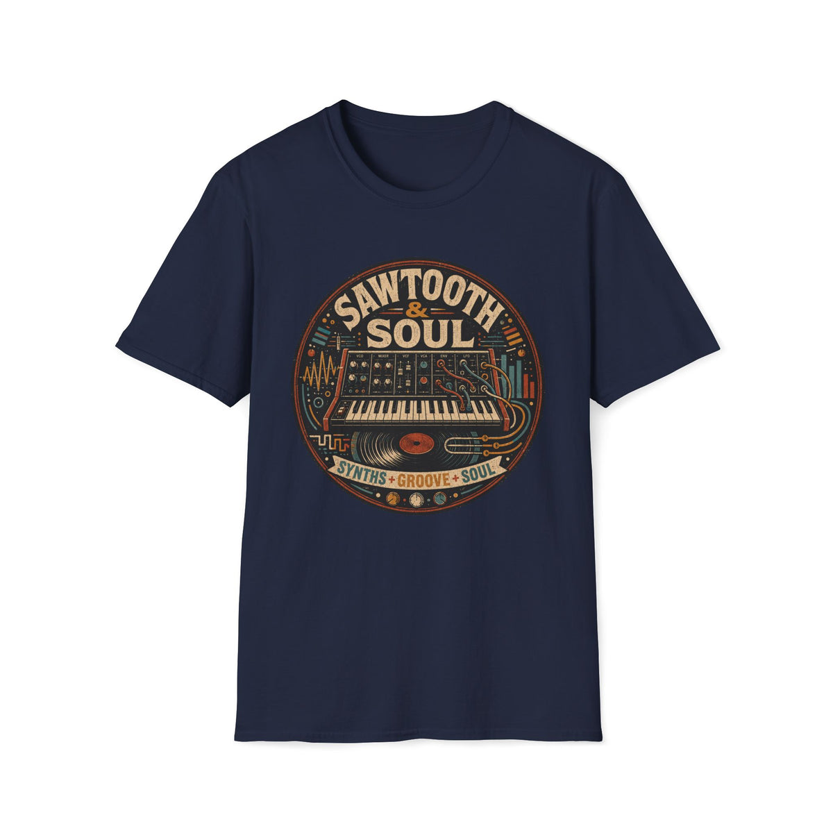 Sawtooth & Soul T-Shirt — Retro Synth Groove Music Tee
