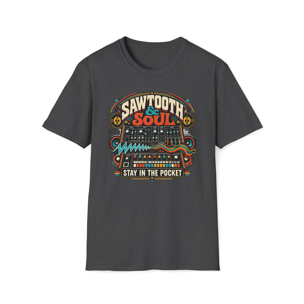 Sawtooth & Soul “Stay in the Pocket” Retro Synthesizer T-Shirt | Vintage Funk, Soul & Electronic Music Tee