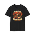 Black Find the Groove Stay There T-shirt with a conga player and drummer sharing a striped backdrop.